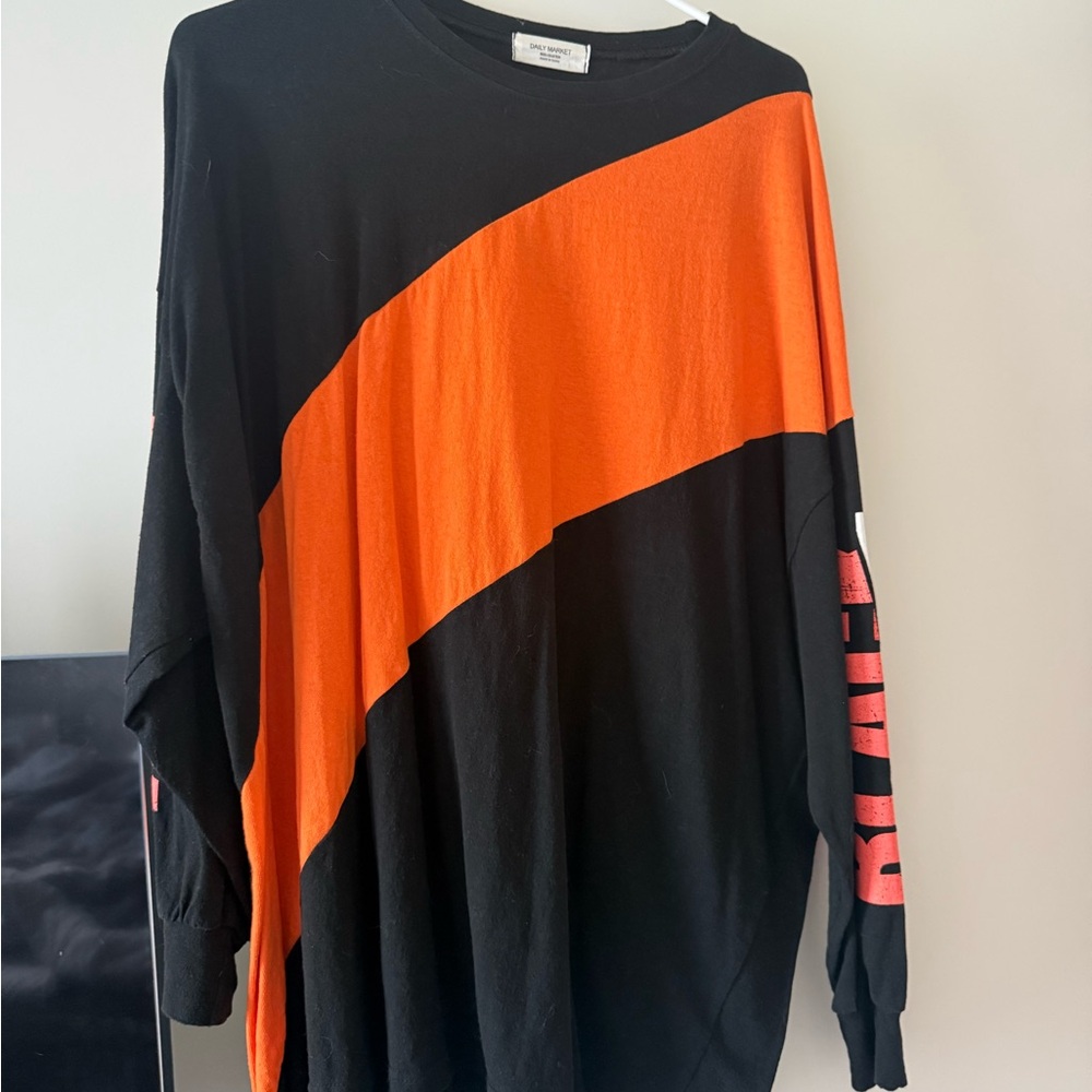 YesStyle Black and Orange Long Sleeve Shirt